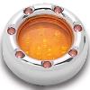 FIRE CHROME RING DUAL FILAMENT LED KIT FOR FACTORY HARLEY TURN SIGNALS W/ LIGHT SOCKET FOR 1157 TYPE BULB (LENS ONLY)