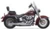 CHROME MEGA STYLE SYSTEM WITH BLACK FLUTED END CAPS FOR SOFTAIL 86-17