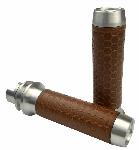 LEATHER MOTO GRIPS - INATURAL ALUMINUM/ TAN HONEYCOMB - 1 IN STK