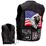 DIAMOND PLATE ROCK DESIGN GENUINE BUFFALO LEATHER CONCEALED CARRY VEST WITH PATCHES