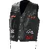 DIAMOND PLATE™ ROCK DESIGN GENUINE BUFFALO LEATHER CONCEALED CARRY BIKER VEST WITH 16 PATCHES