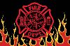 FIRE DEPARTMENT (Logo with red flames) 6" x 9"