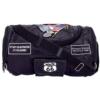 DIAMOND PLATE ROCK DESIGN GENUINE BUFFALO LEATHER MOTORCYCLE BARREL BAG WITH PATCHES 