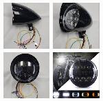 LED COBRA HEADLIGHT WITH BUILT-IN TURN SIGNALS (GLOSS BLACK)