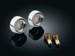 FRONT DEEP DISH BEZELS WITH SMOKE LENSES AND AMBER 2 CIRCUIT BULBS (PAIR)