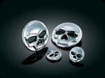 LARGE CHROME ZOMBIE MEDALLIONS ACCENTS LARGE REQUIRES 2" OF FLAT SURFACE FOR MOUNTING (PAIR)