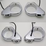 LED FORK MOUNT CHROME TURN SIGNALS-PAIR (39mm, 41mm or 49mm)