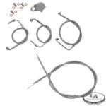 STAINLESS BRAIDED CABLE AND BRAKE LINE KITS FOR 12-14 INCH APE HANGERS (09-13 FLHT/FLHR/FLTR/FLHX WITH ABS) 