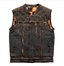 CHECKER MOTORCYCLE VEST-ORANGE
