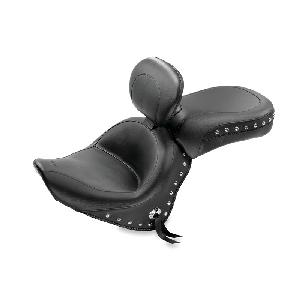 STUDDED WIDE TUORING SEAT W/ DRIVER BACKREST FOR V-STAR 650 98-UP CLASSIC / SILVERADO (TWO-PIECE) 