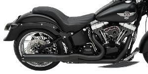BLACK B1 STYLE SYSTEM WITH BLACK FLUTED END CAPS FOR SOFTAIL 86-17
