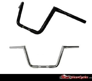 1 1/4 BIG TWIN PEAKS 10 INCH RISE HANDLEBARS W/ 3 1/2 INCH ON CENTER KNURLING AREA FOR HARLEY 08-UP FLHT/ FLHX AND H-D TRIKE MODELS (CHOOSE FINISH)