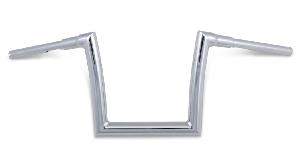 10 INCH RISE STRIP HANDLEBARS W/ 1 1/2 INCH DIAMETER CHROME (1 1/2 INCH CLAMPING AREA)