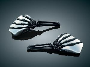 SKELETON HAND MIRRORS CHROME HEAD/ BLACK STEM