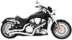 CURVED CHROME RADIUS EXHAUST FOR 02-08 HONDA VTX1800 R/F/N & C without floorboards (see details below)