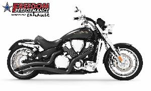 CURVED BLACK RADIUS EXHAUST FOR HONDA 02-08 VTX1800 R/F/N & C without floorboards (see details below)