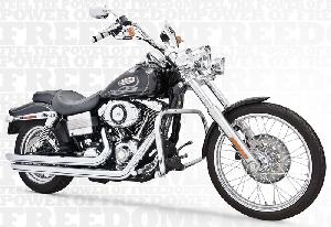 PATRIOT LG EXHAUST FOR HARLEY 91-05/ 06-UP DYNA (CHROME/ BLACK)
