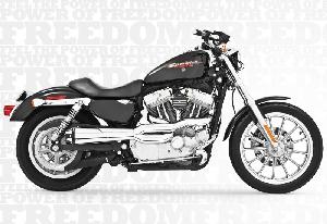 AMERICAN OUTLAW 2 INTO 1 EXHAUST FOR HARLEY 04-UP SPORTSTER (CHROME/ BLACK)