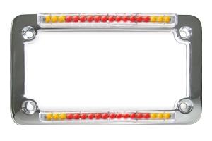 CHROME CLASSIC DUAL LED LICENSE PLATE FRAME WITH INTEGRATED TURN SIGNALS & CLEAR EURO LENS