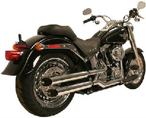 CHROME SLIP ON MUFFLER WITH BALONEY CUT TIP FOR HARLEY DAVIDSON FATBOY 07-UP FAT BOY LO 10-UP SE SPRINGER 07-08 DEUCE 07 (26404)