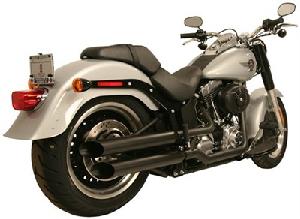BLACK SLIP ON MUFFLER WITH BALONEY CUT TIP FOR HARLEY DAVIDSON FATBOY 07-UP FAT BOY LO 10-UP SE SPRINGER 07-08 DEUCE 07 (26414)