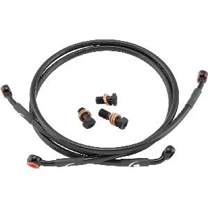 BLACK DUAL FRONT BRAKE LINE KIT FOR YAMAHA 1600 ROAD STAR / SILVERADO / LIMITED EDITION 99-03