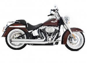 2-INTO-2 SYSTEM CHURCHILL CHROME FOR HARLEY DAVIDSON SOFTAIL 86-17 ((CHROME OR BLACK END CAPS))