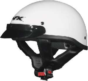 FX70 WHITE BEANIE HALF HELMET 3-SNAP VISOR / WHITE SOLID
