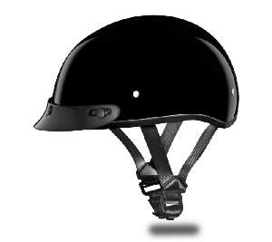 D.O.T. DAYTONA SKULL CAP W VISOR- GLOSS BLACK