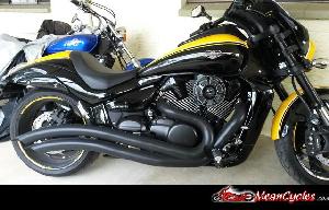 .BLACK SWEPT EXHAUST FOR M90 09-up (3223B)