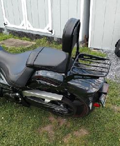 SISSY BAR LUGGAGE RACK BLACK FOR KAWASAKI VULCAN MODELS, SUZUKI C109R C50 C90 M50 & YAMAHA VSTAR 1300, RAIDER, STRYKER