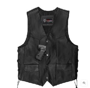 MEN'S ECONOMY LEATHER LACE SIDE VEST W/GUN POCKET