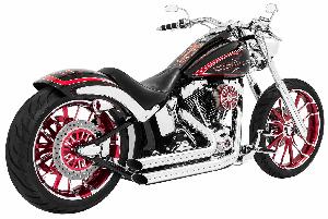 AMENDMENT SIDE SLASH EXHAUST SYSTEM FOR SOFTAIL MODELS 86-17 ((CHROME OR BLACK))