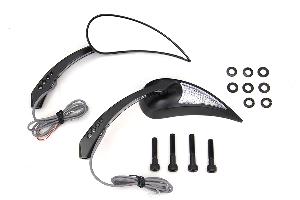 BLACK CUSTOM MIRRORS WITH LED BUILT IN TURN SIGNALS ON BACK SIDE ONLY (PAIR)