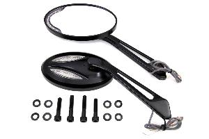 BLACK BILLET OVAL MIRRORS WITH TURN SIGNALS