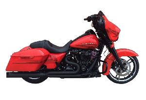 2017 & NEWER HARLEY TOURING D&D M8 BILLET CAT 2 INTO 1 EXHAUST BLACK WITH BLACK STRAIGHT CUT TIP
