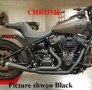 ABUELO CAT UP-SWEPT MEGAPHONE STYLE MUFFLER 2 INT 1 CHROME FOR M8 SOFTAIL 18-UP