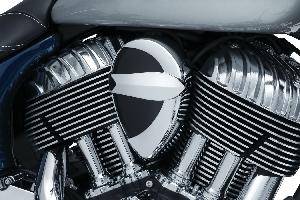 SIGNATURE SERIES VANTAGE HORN COVER FOR INDIAN BY JOHN SHOPE - CHROME & BLACK