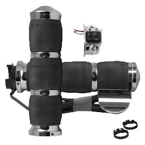 CHROME -AVON GRIPS AIR CUSHION HEATED GRIPS w/ THROTTLE BOSS (MT-AIR-90-C-B-H)