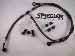 SMOKE BRAIDED FRONT BRAKE LINE WITH BLACK FITTINGS FOR SUZUKI M109R 2014-2024