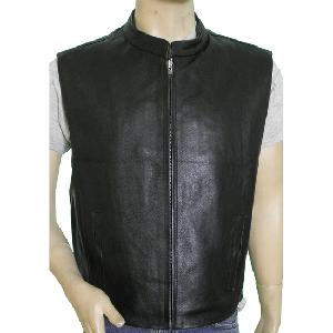 Men's Premium Cowhide Leather Zip Front Vest
