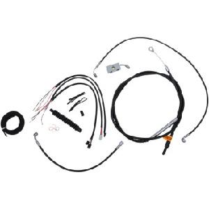 COMPLETE BLACK VINYL W/ CHROME FITTINGS CABLE KIT FOR SOFTAIL 18-UP W/ ABS