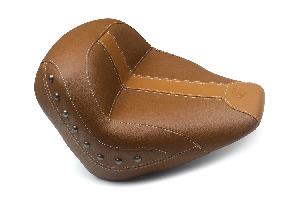 STANDARD TOURING SOLO SEAT FOR INDIAN SCOUT 2015-'24, NICKEL STUDDED, BROWN WITH BROWN VINYL INSERTS