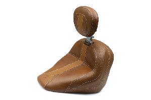 STANDARD TOURING SOLO SEAT WITH DRIVER BACKREST FOR INDIAN SCOUT 2015-'21, ORIGINAL, BROWN WITH BROWN VINYL INSERTS