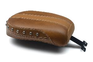 STANDARD TOURING PASSENGER SEAT FOR INDIAN SCOUT 2015-'21, NICKEL STUDDED, BROWN WITH BROWN VINYL INSERTS, WIDTH: 8.5
