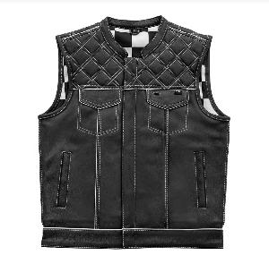 FIRST LINE CHECKER MOTORCYCLE VEST - WHITE