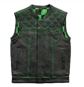 FIRST LINE CHECKER MOTORCYCLE VEST-GREEN