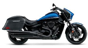 LAMELLAR STALLION EXTRA LARGE SUZUKI BOULEVARD M109 VZR1800 LEATHER COVERED MOTORCYCLE HARD SADDLEBAGS