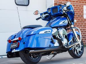 BROADHEAD SLIP-ON MUFFLERS - WITH SLASH-CUT END CAPS FOR INDIAN - BLACK