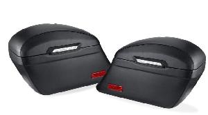LAMELLAR STALLION EXTRA LARGE UNIVERSAL LEATHER COVERED MOTORCYCLE HARD SADDLEBAGS